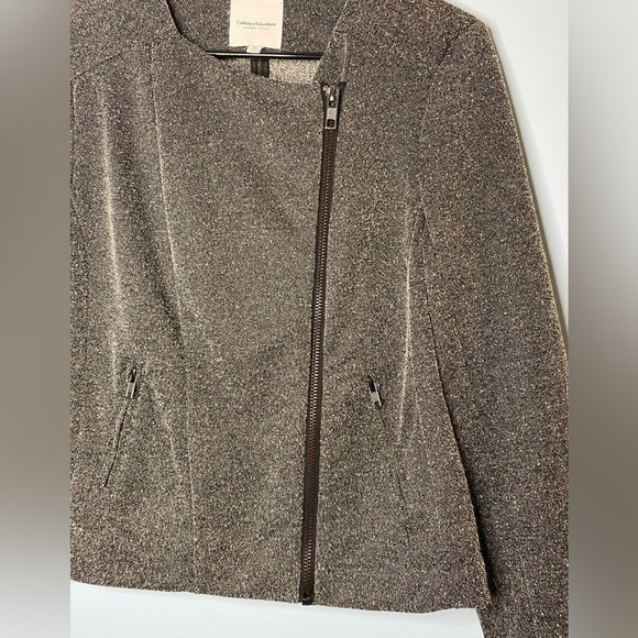 Catherine Malandrino Black White Knit Runway Style Zip Front Jacket Medium EUC - Picture 5 of 6